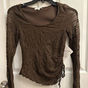 Brown Ruched Women's Blouse